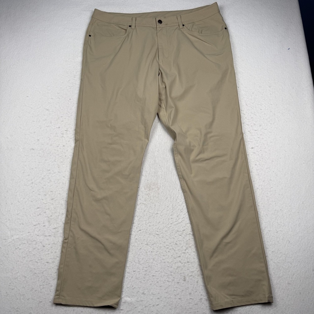 Lululemon Pants Mens 38x33 Beige Tech Chino Stretch Casual Golf Travel 5 Pocket